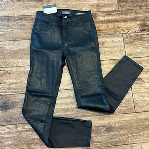 👖 DL1961 Florence Skinny Mid Rise Intrasculpt Ankle Blk LeatherPants Sz24 NWT👖